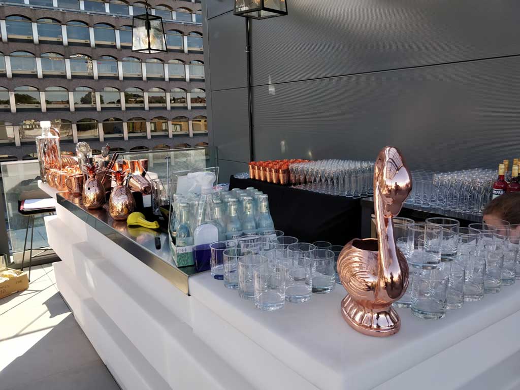 Outdoor bar at Farringdon rooftop event